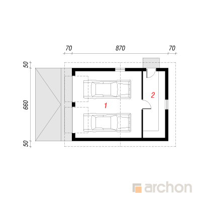 Garáž pro dvě vozidla G9 - rzut parteru